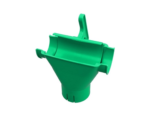 Futterablauf für Rohrförderanlage DN 60 mit Schieber; Auslauf 70/75 Farbe grün