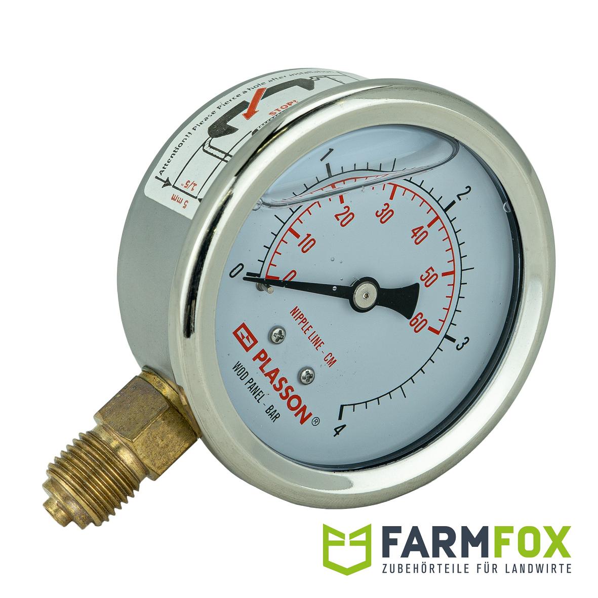 Manometer für Plasson Druckminderer 1" mit Gewinde 1/4"; Anzeige: 0-4 bar