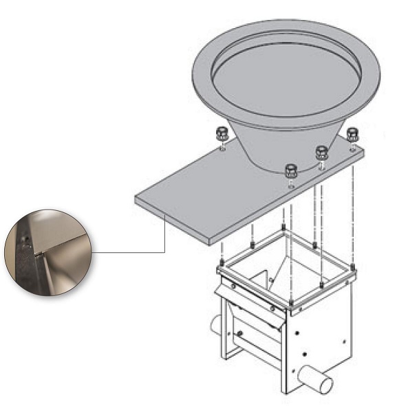 GFK Siloanschlußtrichter mit Schieber für Rohrförderanlage