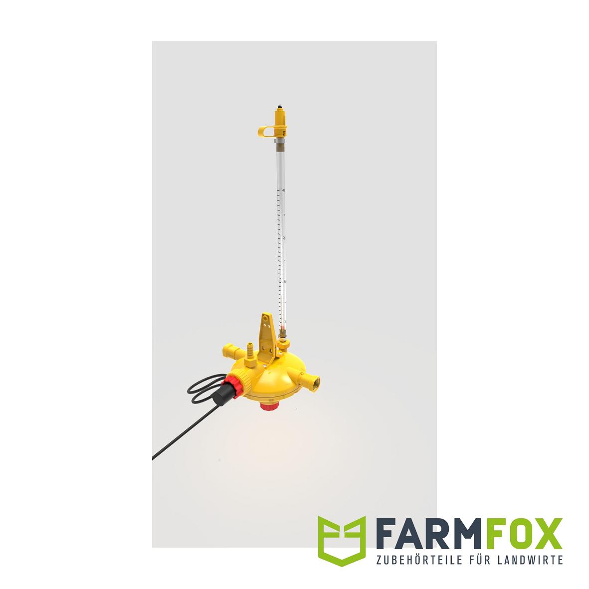 LUBING Druckminderer E-Flush mittig 22mm mit Aktuator 24V DC (450 mm Entlüftung)